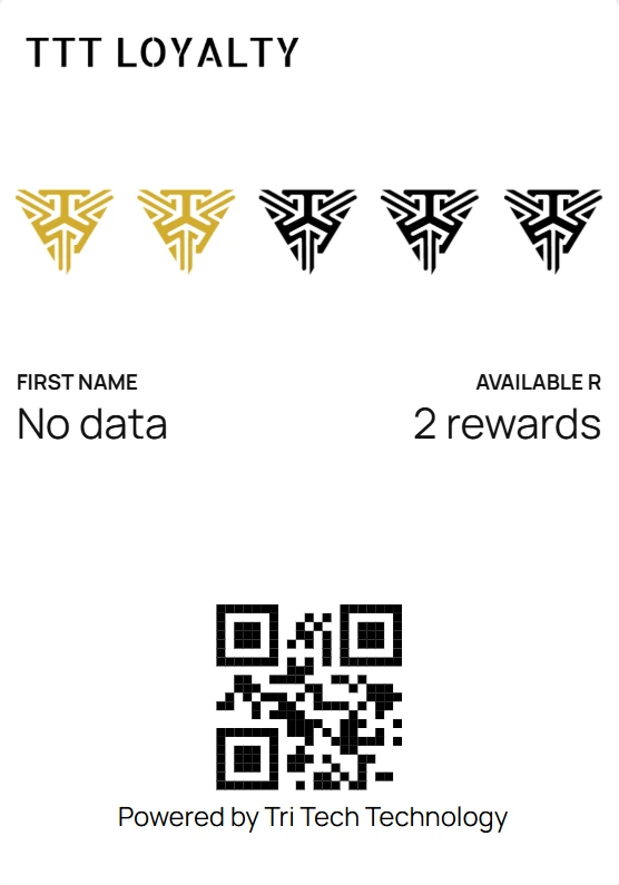 TTT Loyalty stamp card in mobile wallet